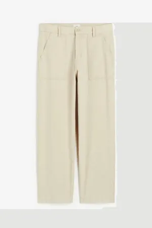 H&M Linen-blend loose fit trousers, beige