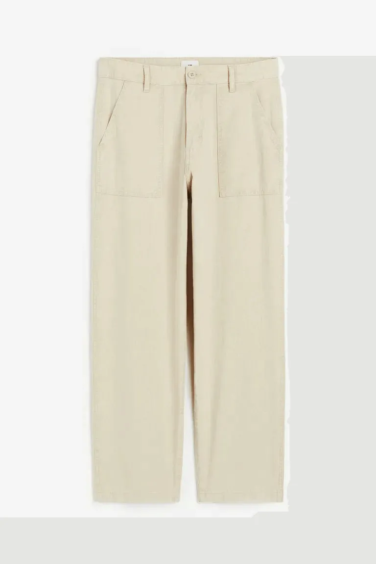 H&M Linen-blend loose fit trousers, beige