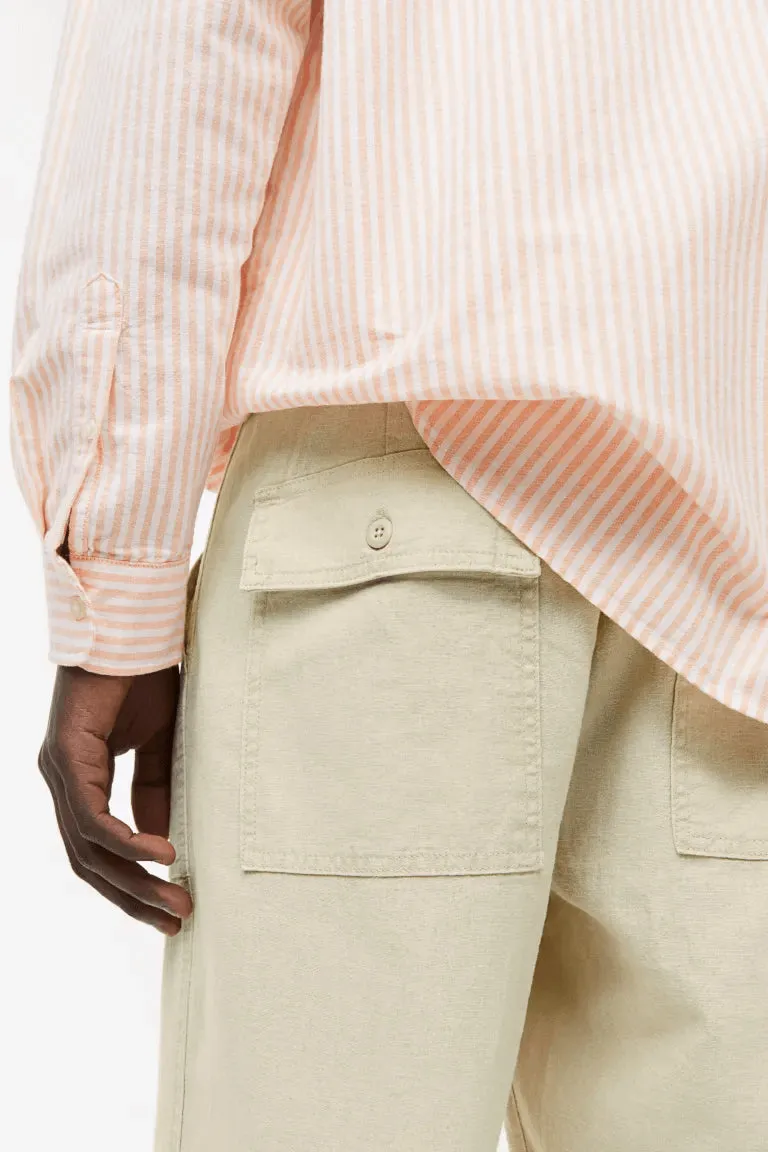 H&M Linen-blend loose fit trousers, beige
