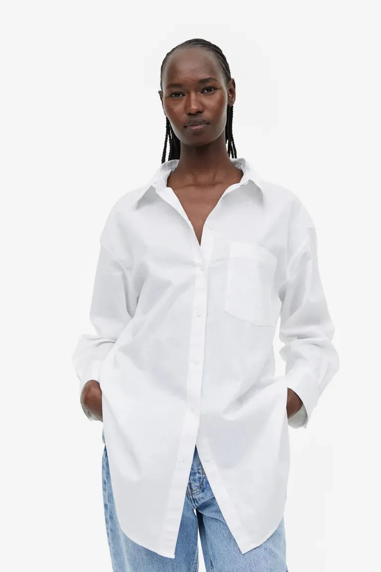 H&M Linen Blend Shirt, White