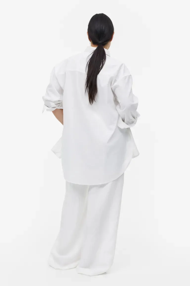 H&M Linen Blend Shirt, White