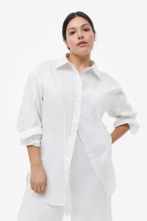 H&M Linen Blend Shirt, White
