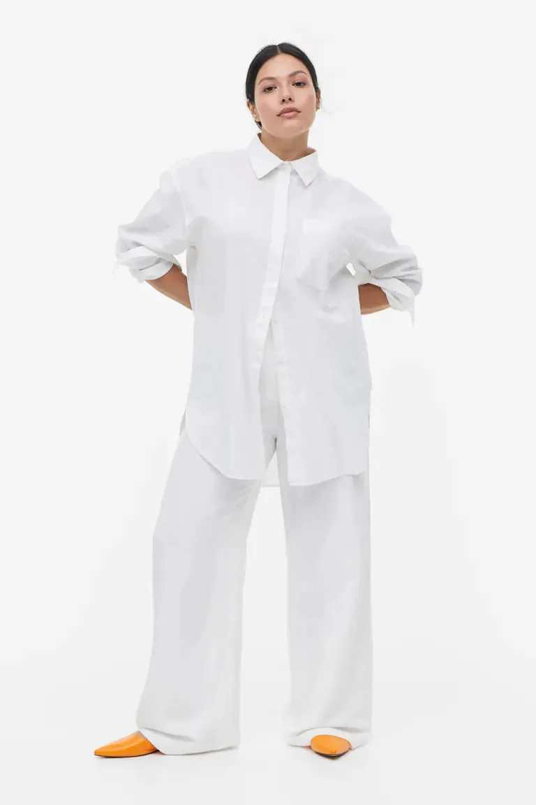H&M Linen Blend Shirt, White