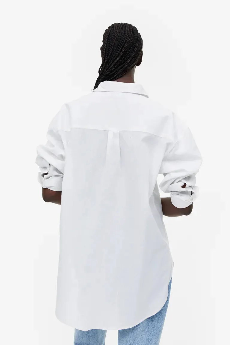 H&M Linen Blend Shirt, White