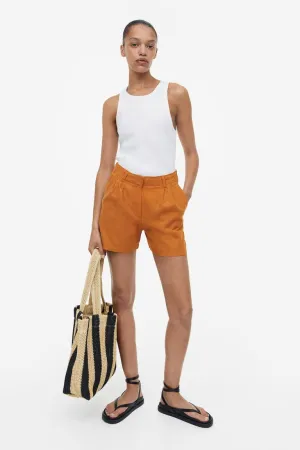 H&M Linen Blend Shorts, Light Brown