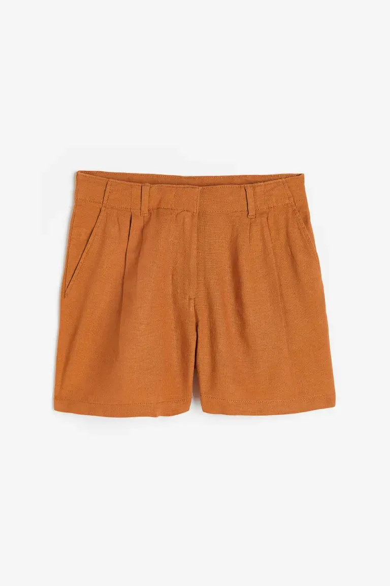 H&M Linen Blend Shorts, Light Brown