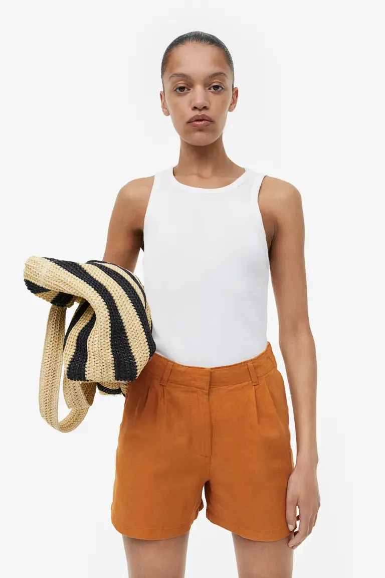 H&M Linen Blend Shorts, Light Brown