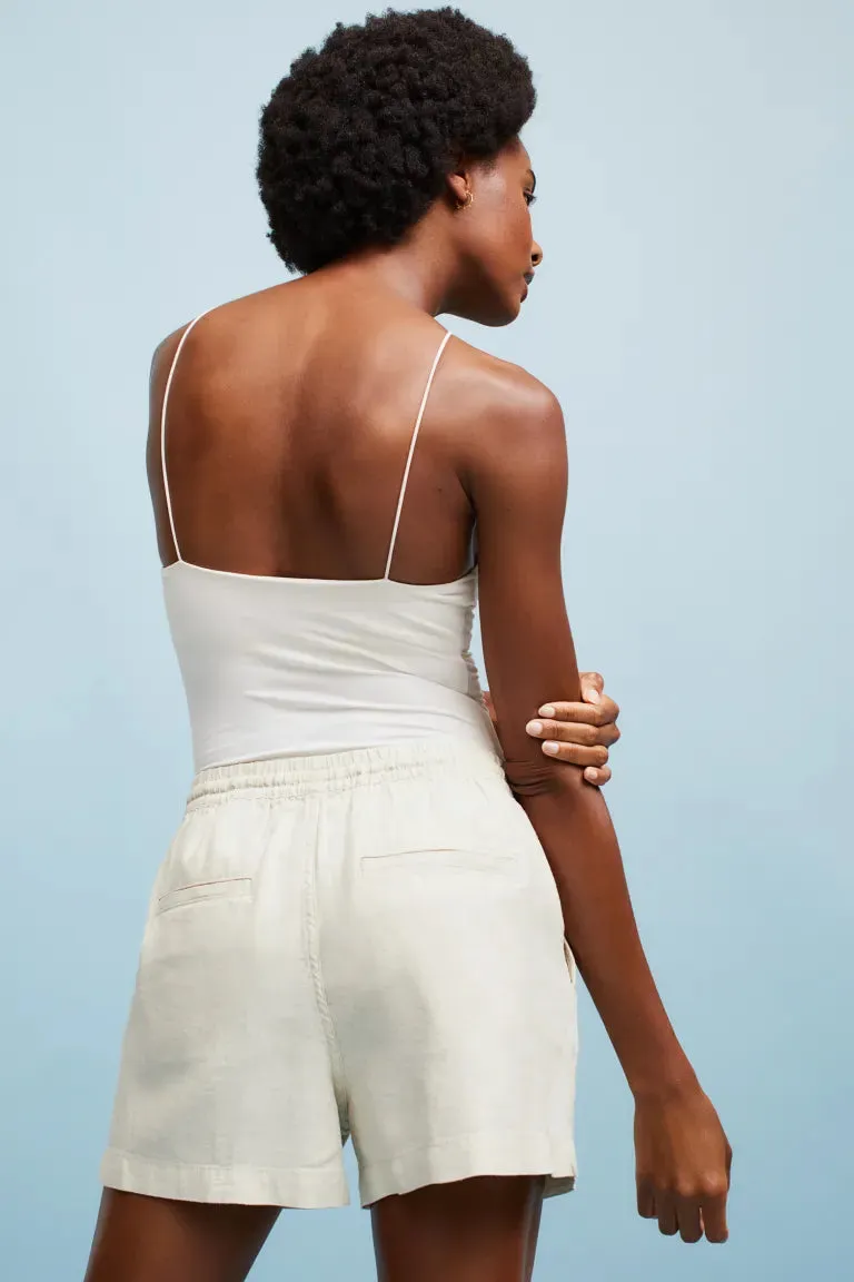 H&M Linen Blend Shorts, Natural White