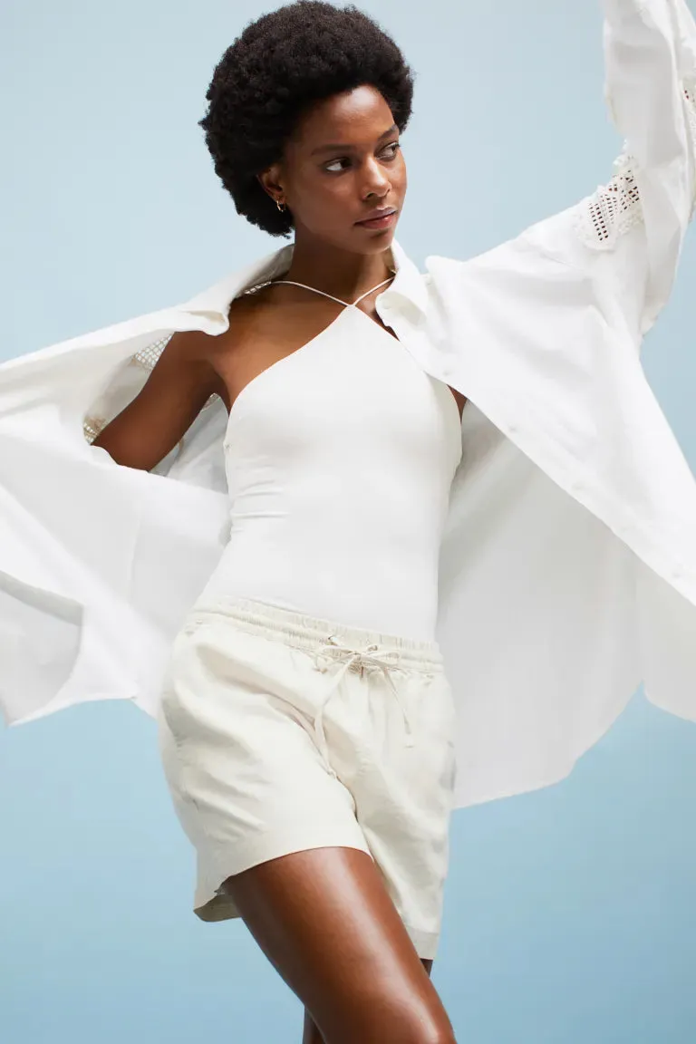 H&M Linen Blend Shorts, Natural White