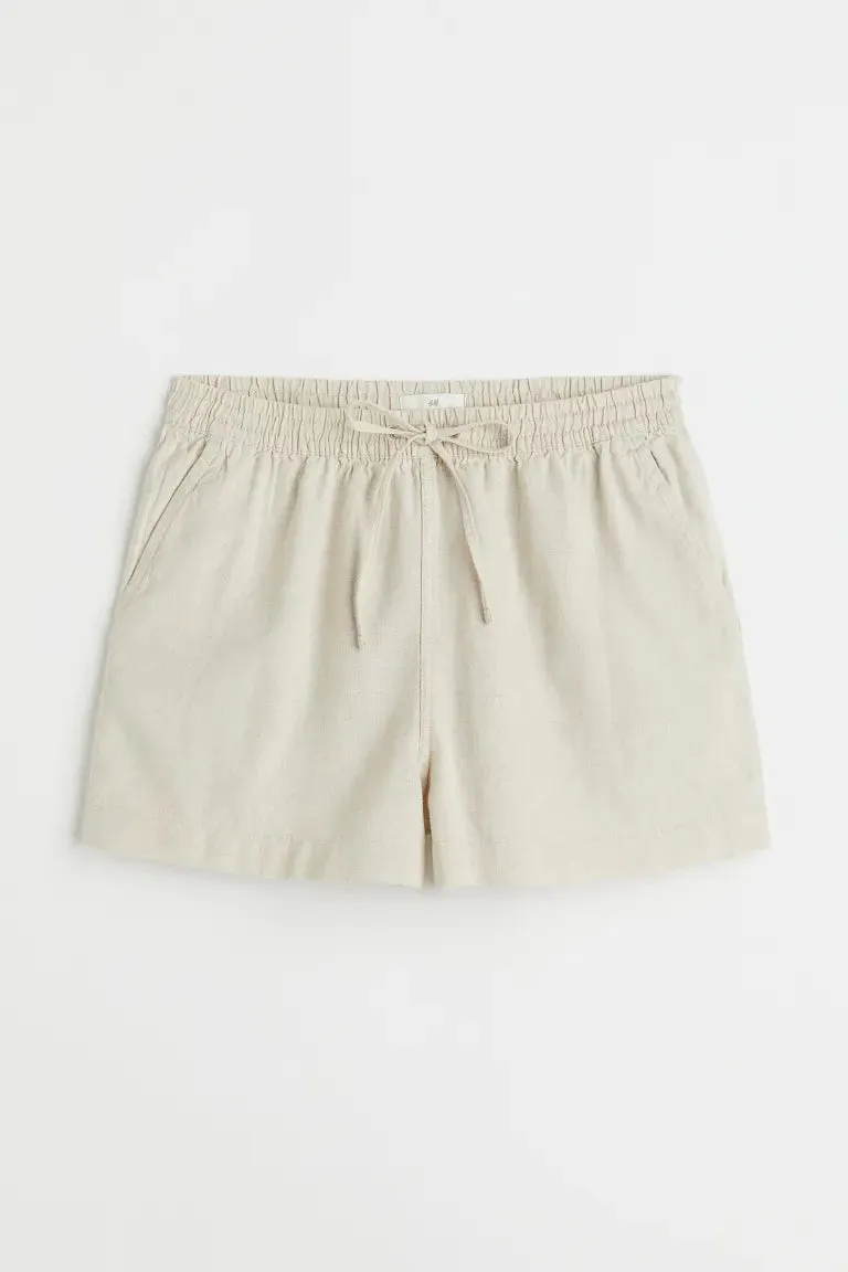 H&M Linen Blend Shorts, Natural White