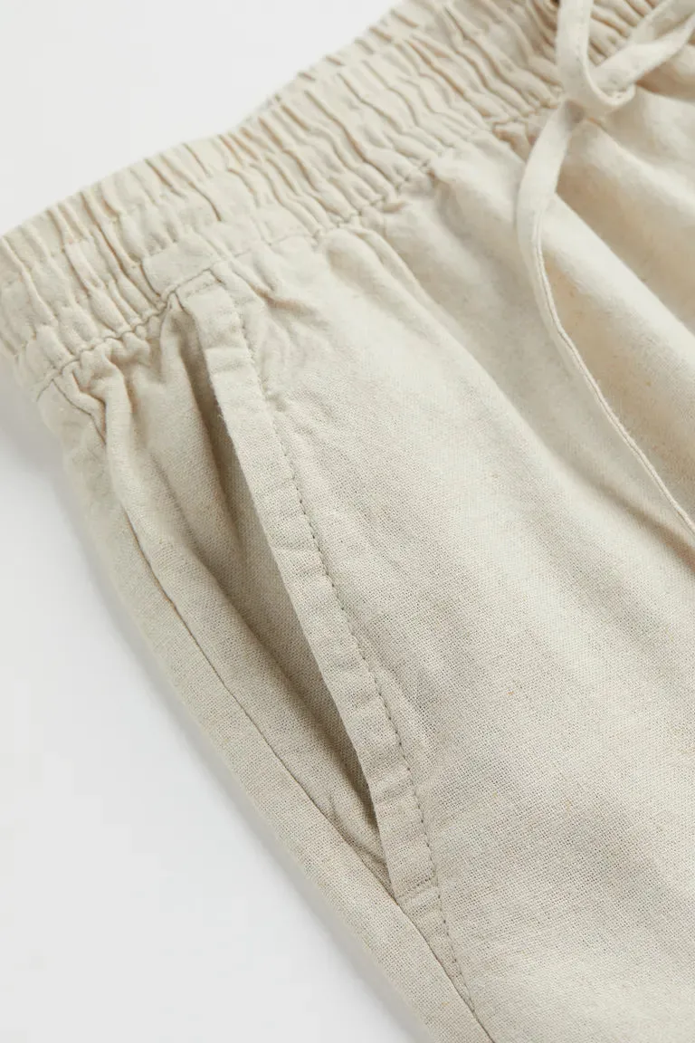 H&M Linen Blend Shorts, Natural White