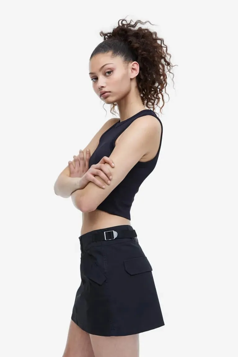 H&M Low-waist Utility Skirt, black