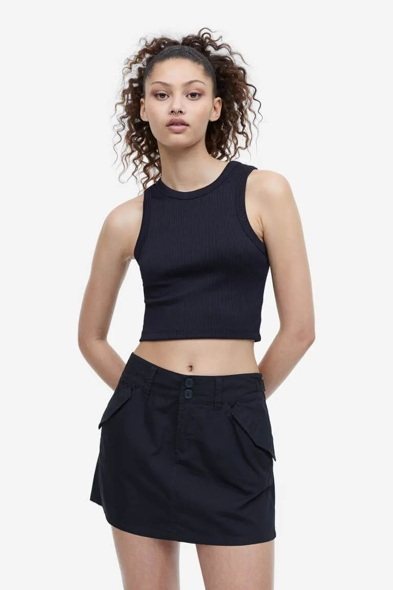 H&M Low-waist Utility Skirt, black