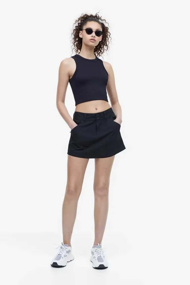 H&M Low-waist Utility Skirt, black