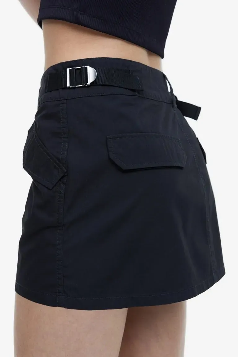 H&M Low-waist Utility Skirt, black