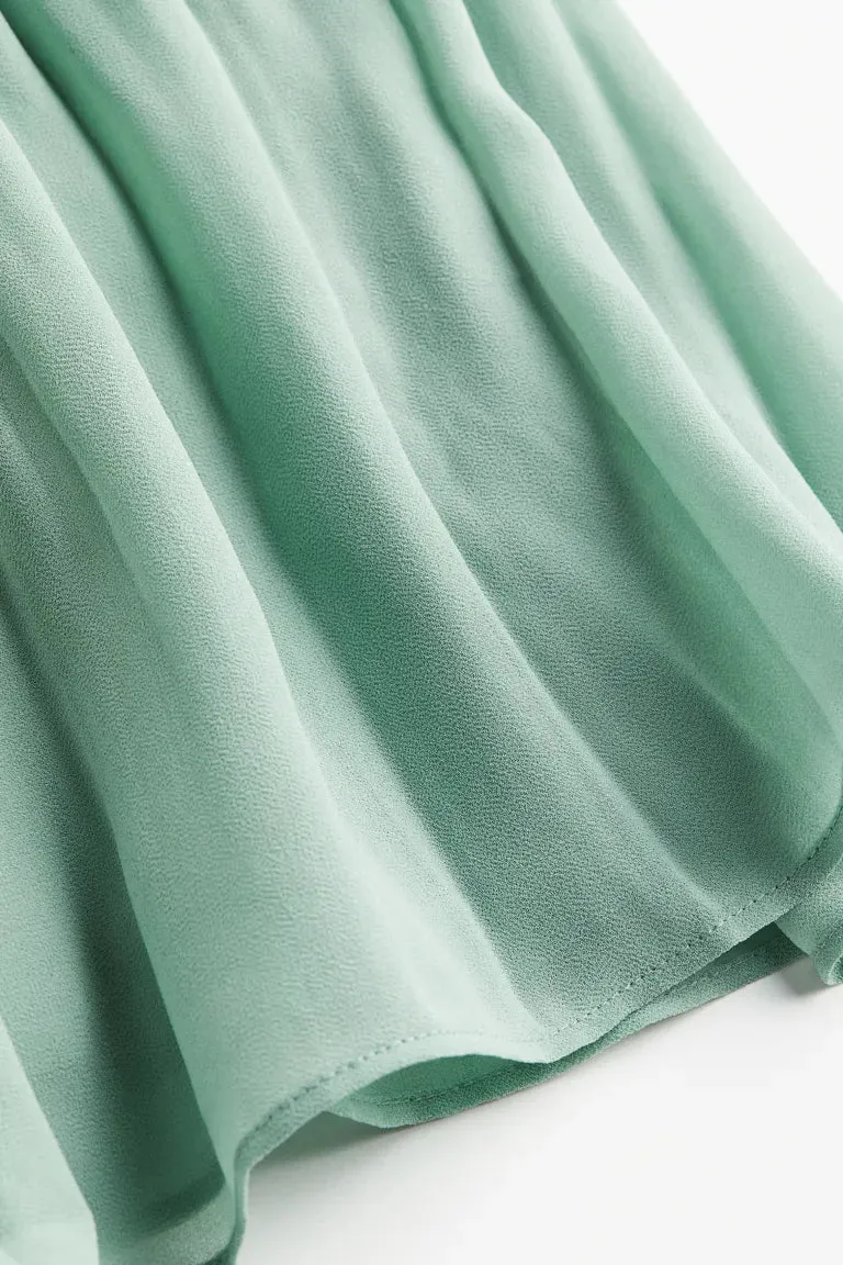 H&M pleated chiffon dress, light green