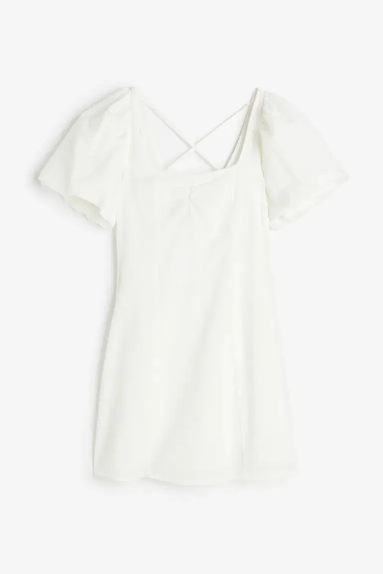 H&M puff sleeve dress, white