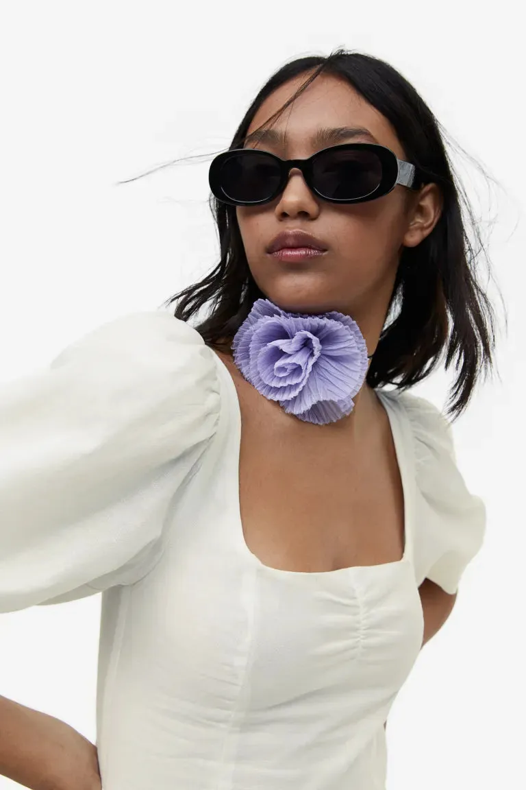 H&M puff sleeve dress, white