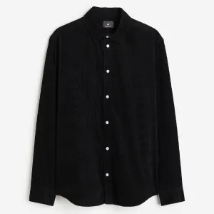 H&M Regular Fit Corduroy Shirt, black