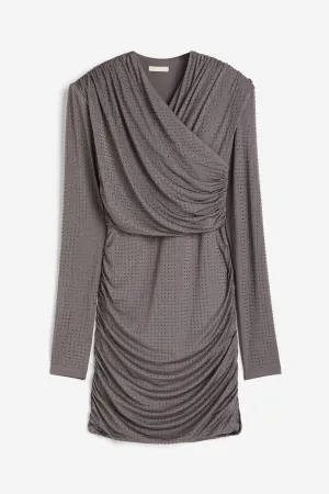 H&M Rhinestone-embellished dress, gray
