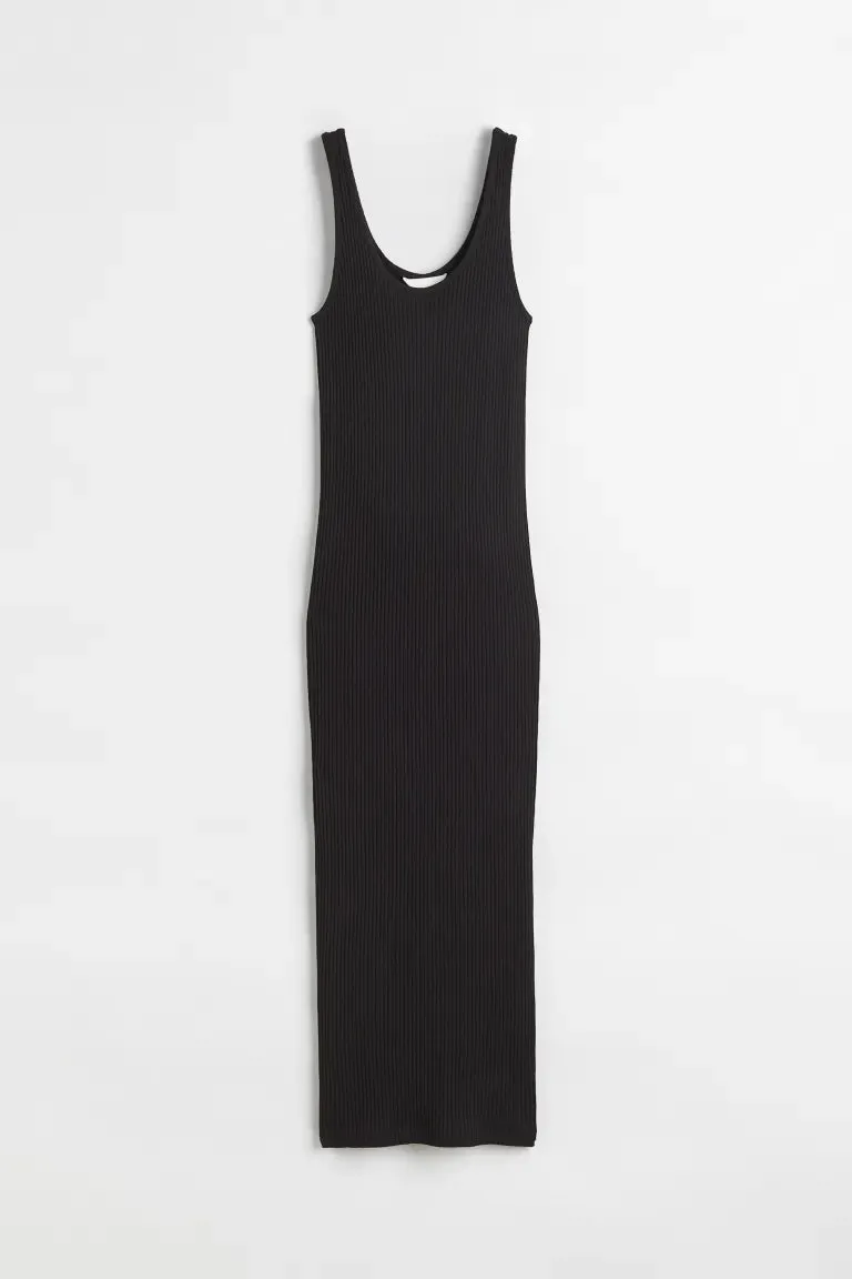 H&M ribbed bodycon dress, black
