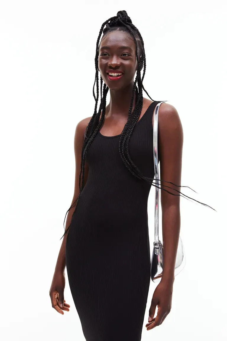 H&M ribbed bodycon dress, black