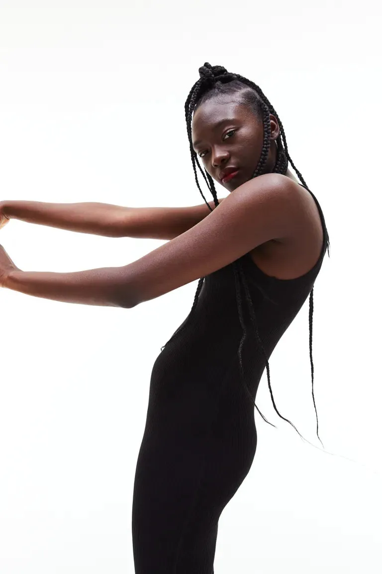 H&M ribbed bodycon dress, black