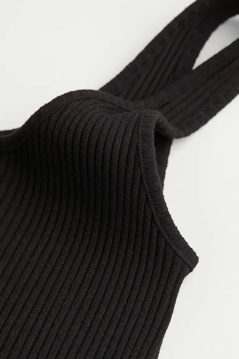 H&M ribbed bodycon dress, black