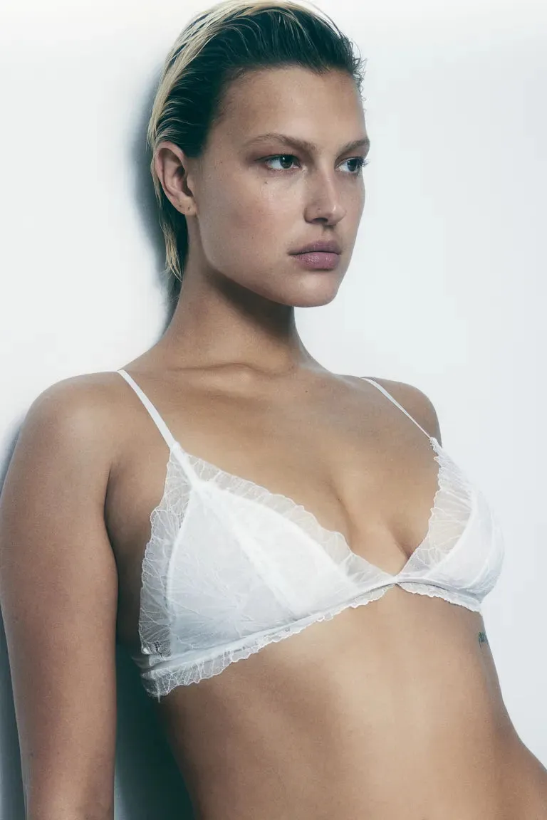 H&M soft lace bra, white