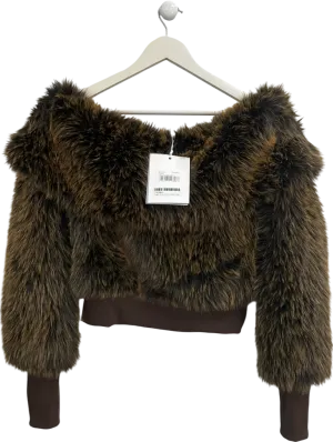 Jaded London Brown Chunky Faux Fur Off The Shoulder Jumper UK S/M