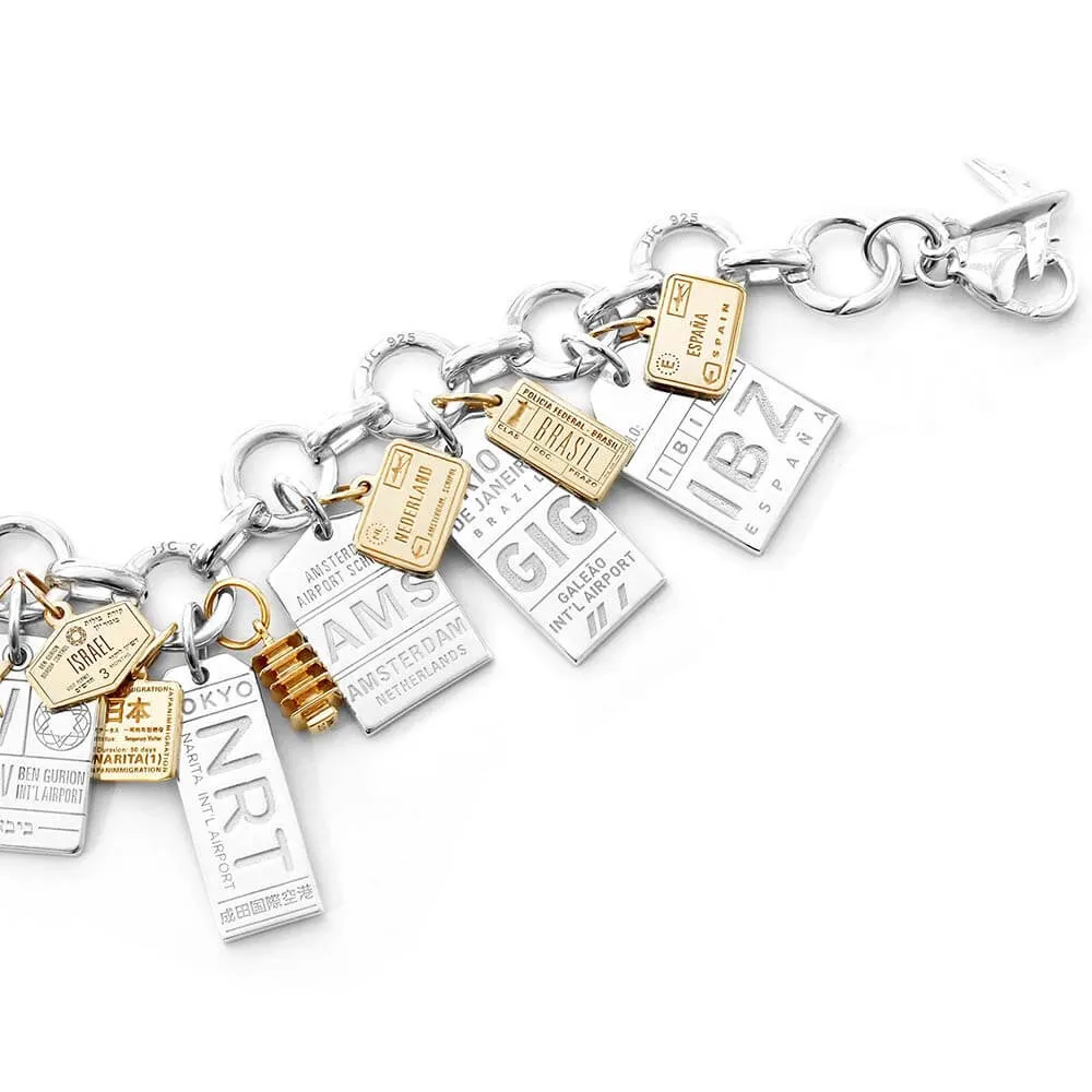Japan Passport Stamp Charm Solid Gold Mini