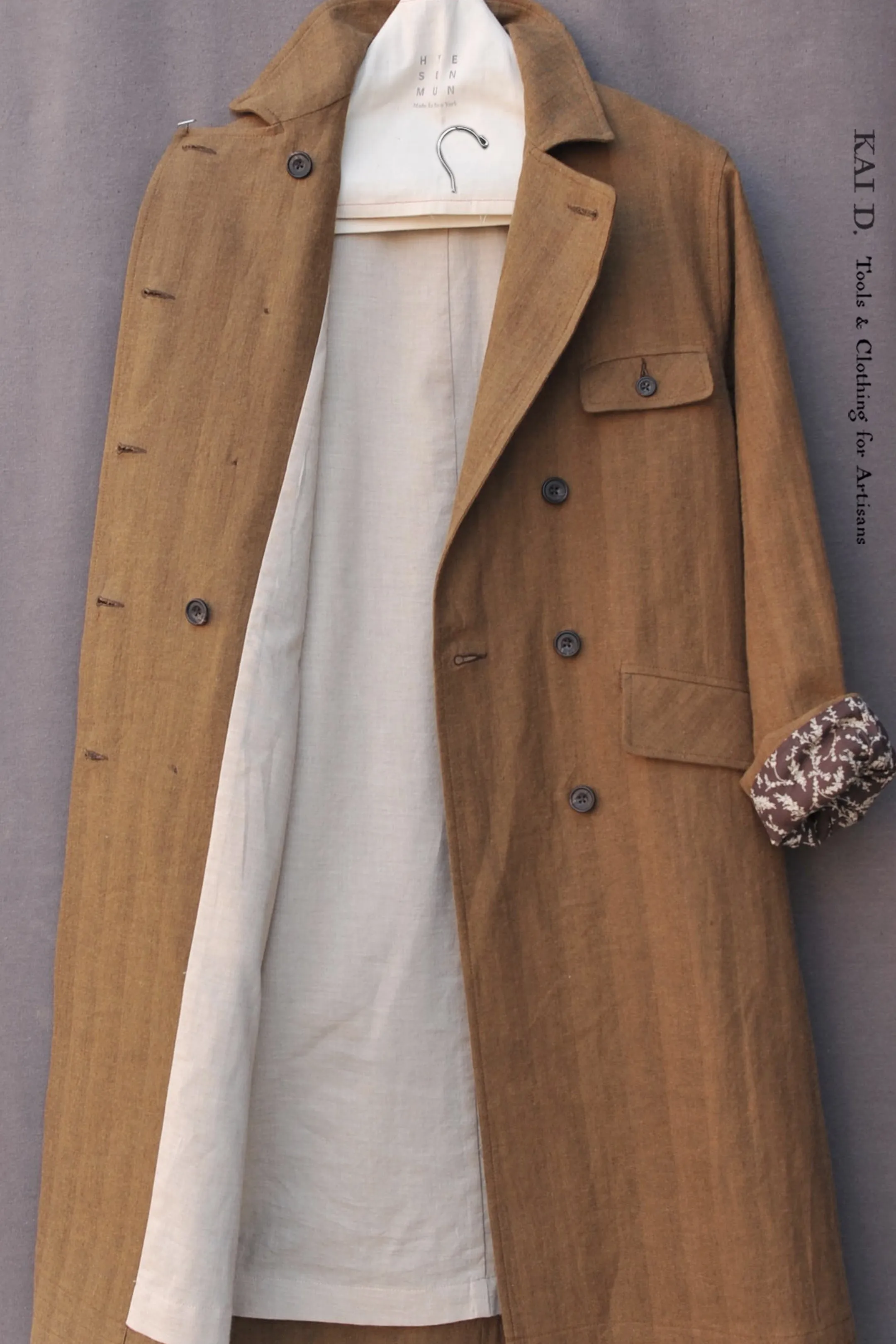 Keaton Trench Coat - Cotton Linen Herringbone -  L