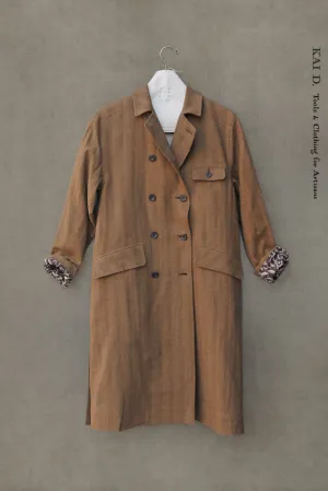 Keaton Trench Coat - Cotton Linen Herringbone -  L