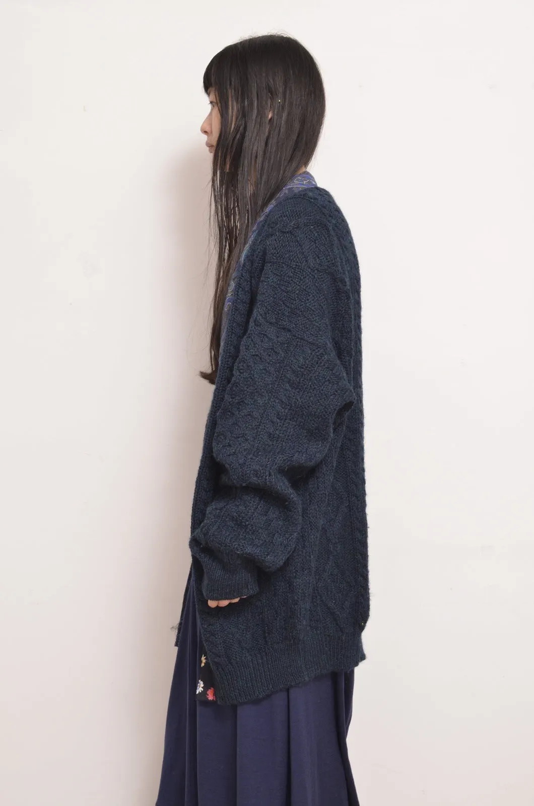 KNIT C/D_NAVY GREEN