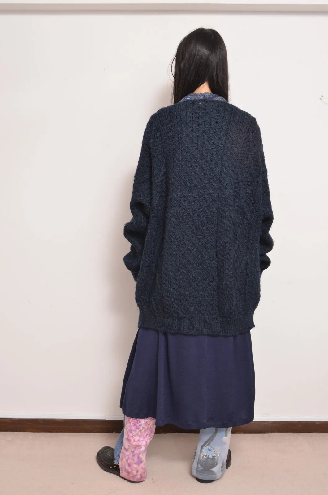KNIT C/D_NAVY GREEN