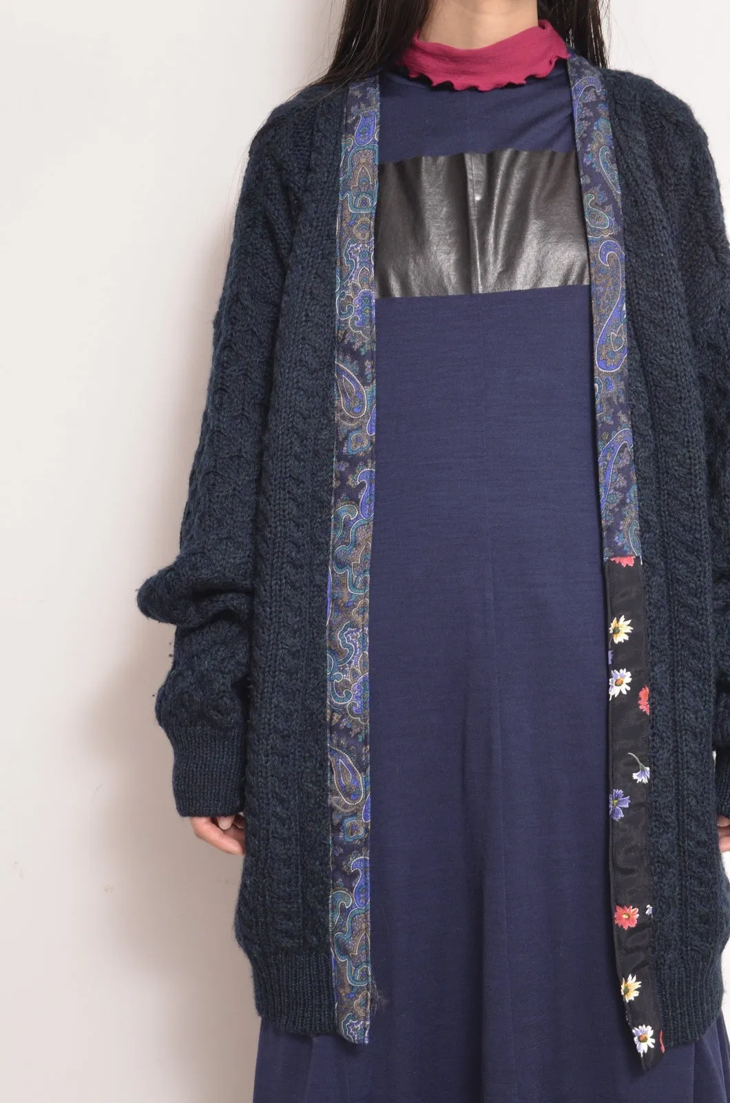 KNIT C/D_NAVY GREEN