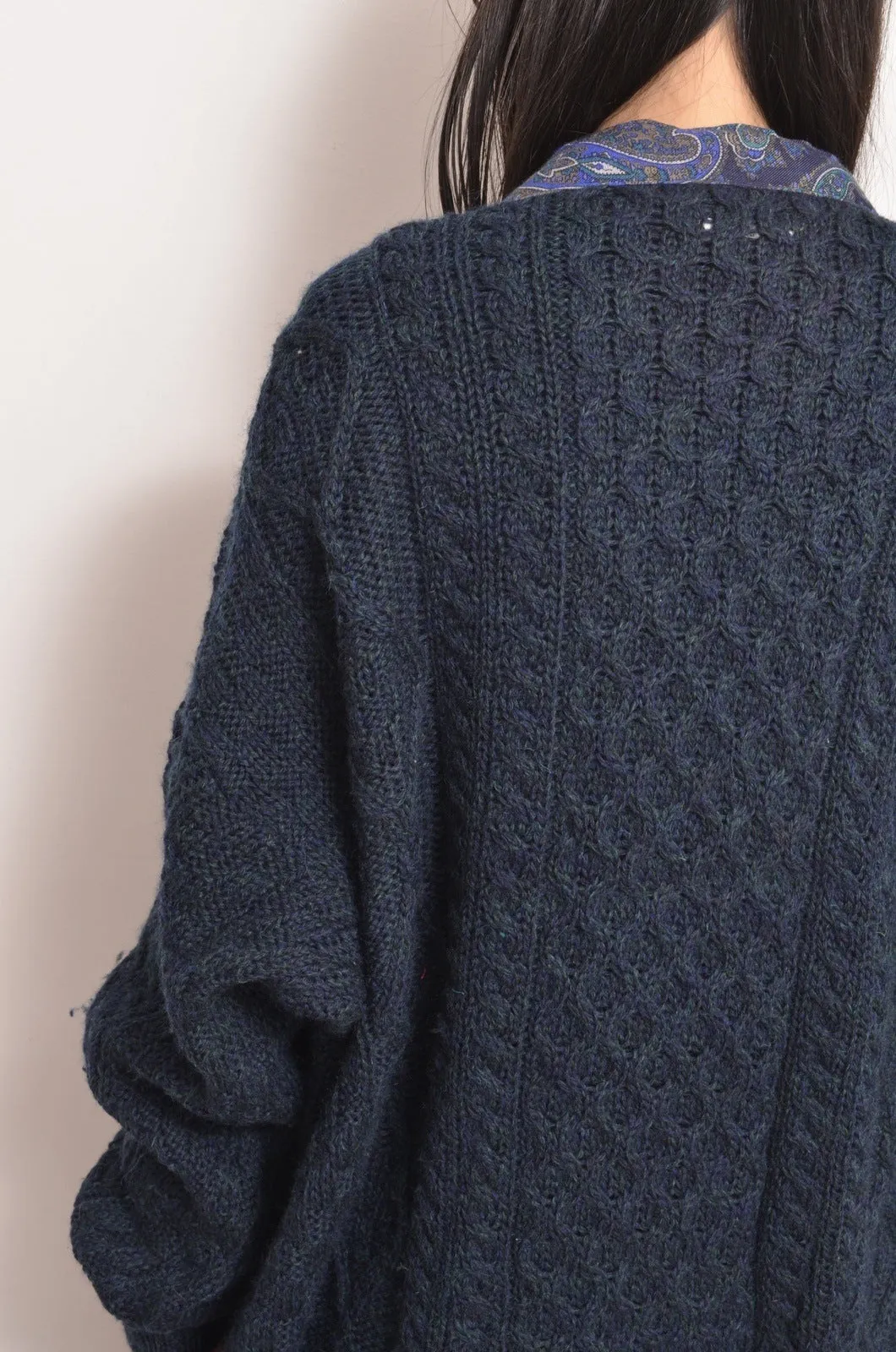 KNIT C/D_NAVY GREEN
