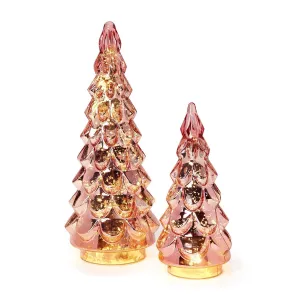 LARGE PINK MERCURY GLASS FINISH LIGHT-UP CHRISTMAS TREES