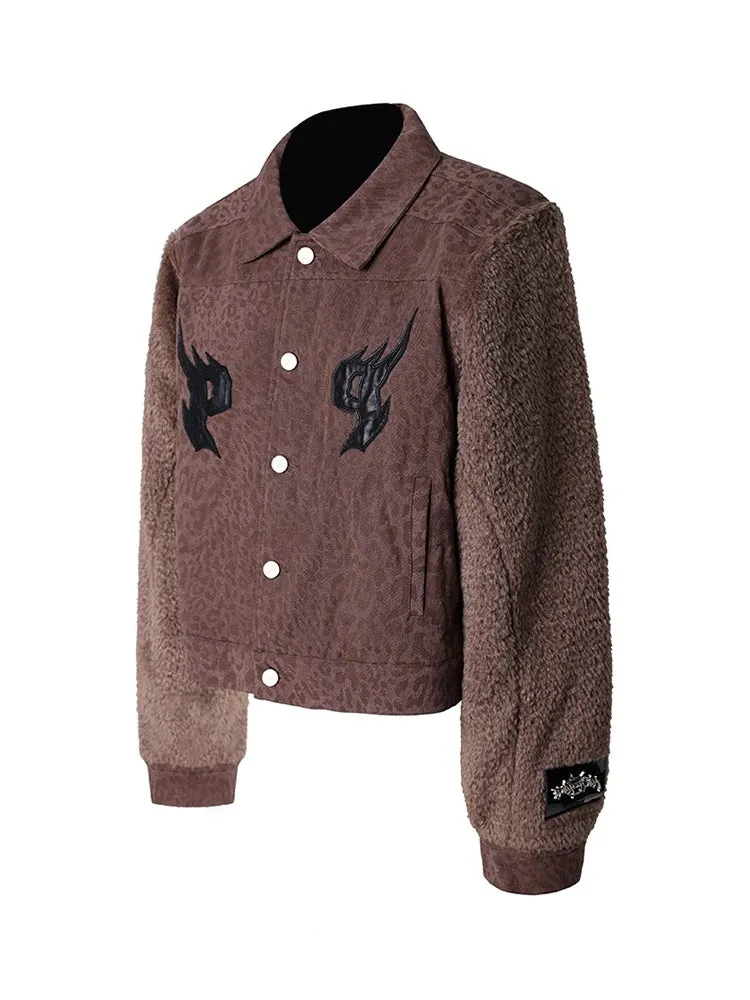 Leopard Print Denim Stitch Boa Jacket【s0000004353】