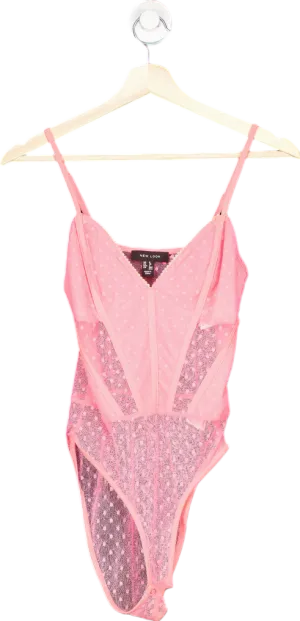 New Look Pink Lace Bodysuit UK 8