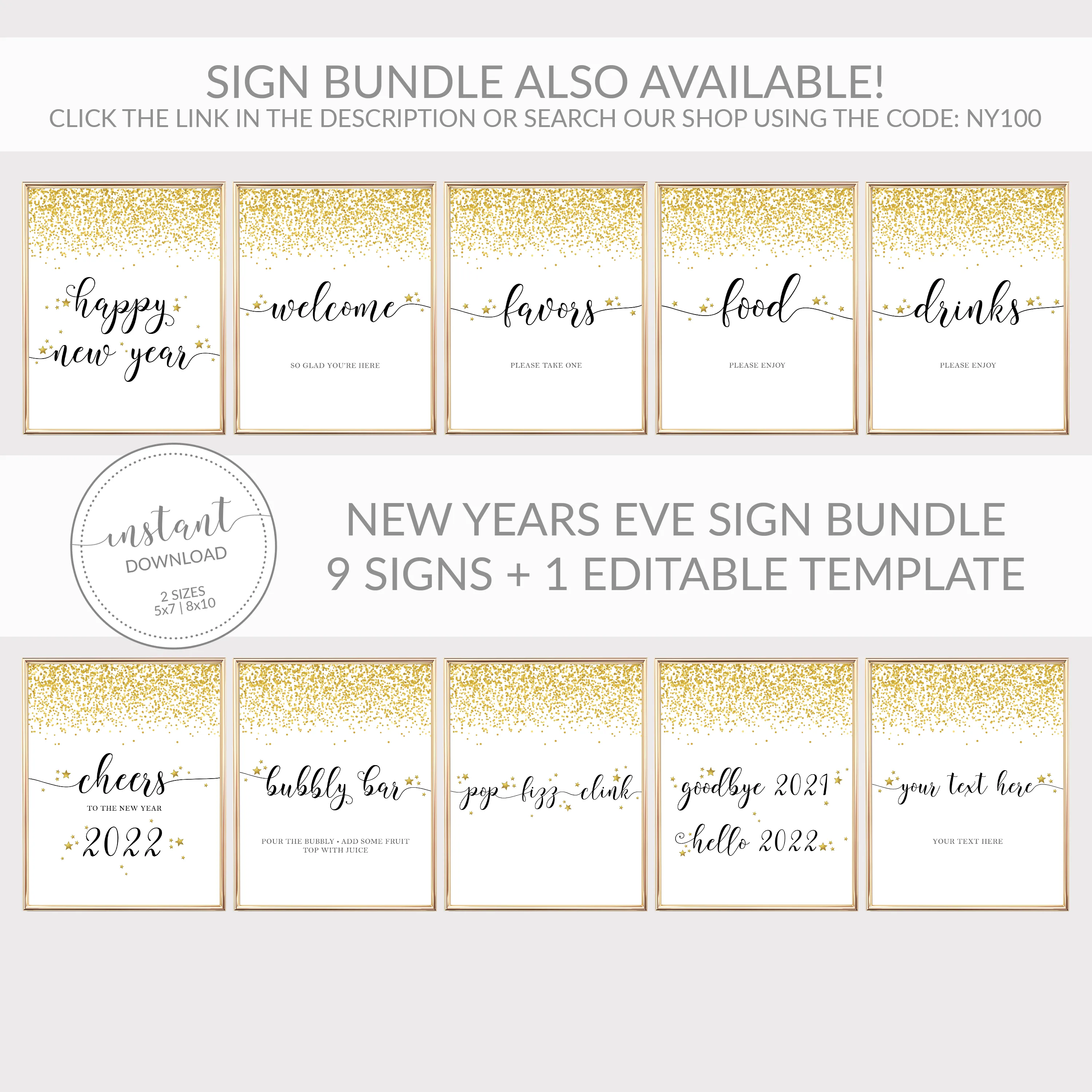 New Year's Favors Sign Printable, INSTANT DOWNLOAD - NY100