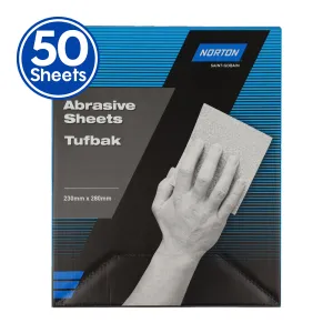 Norton Tufbak T419 Sandpaper Sheets P60 - P2000 230mm x 280mm x 50 Pack
