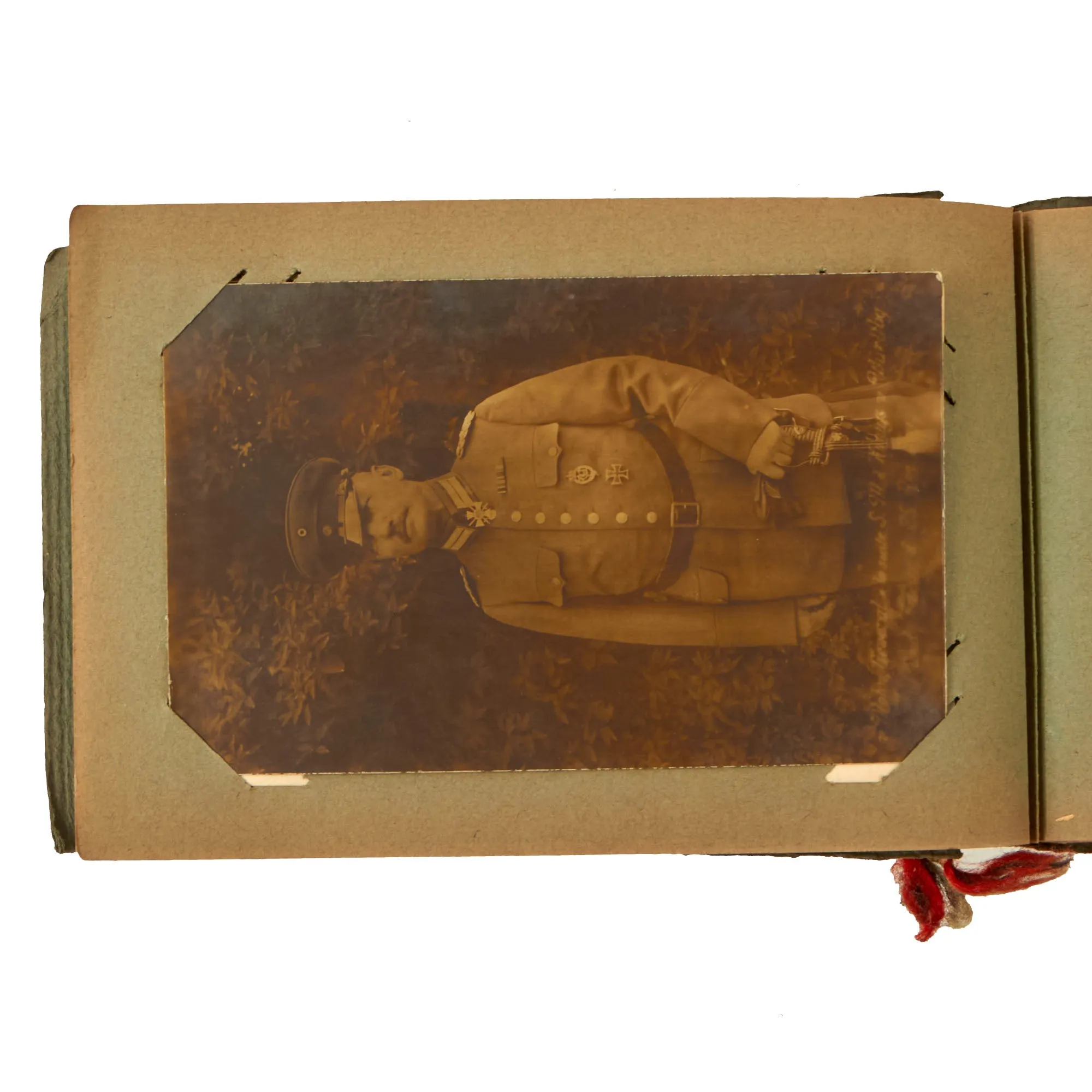 Original Imperial German WWI Photo Album with Unexploded Bomb, Ruins, and Ossuary Skulls with Unit Photos - 44 Photos & Postcards Total