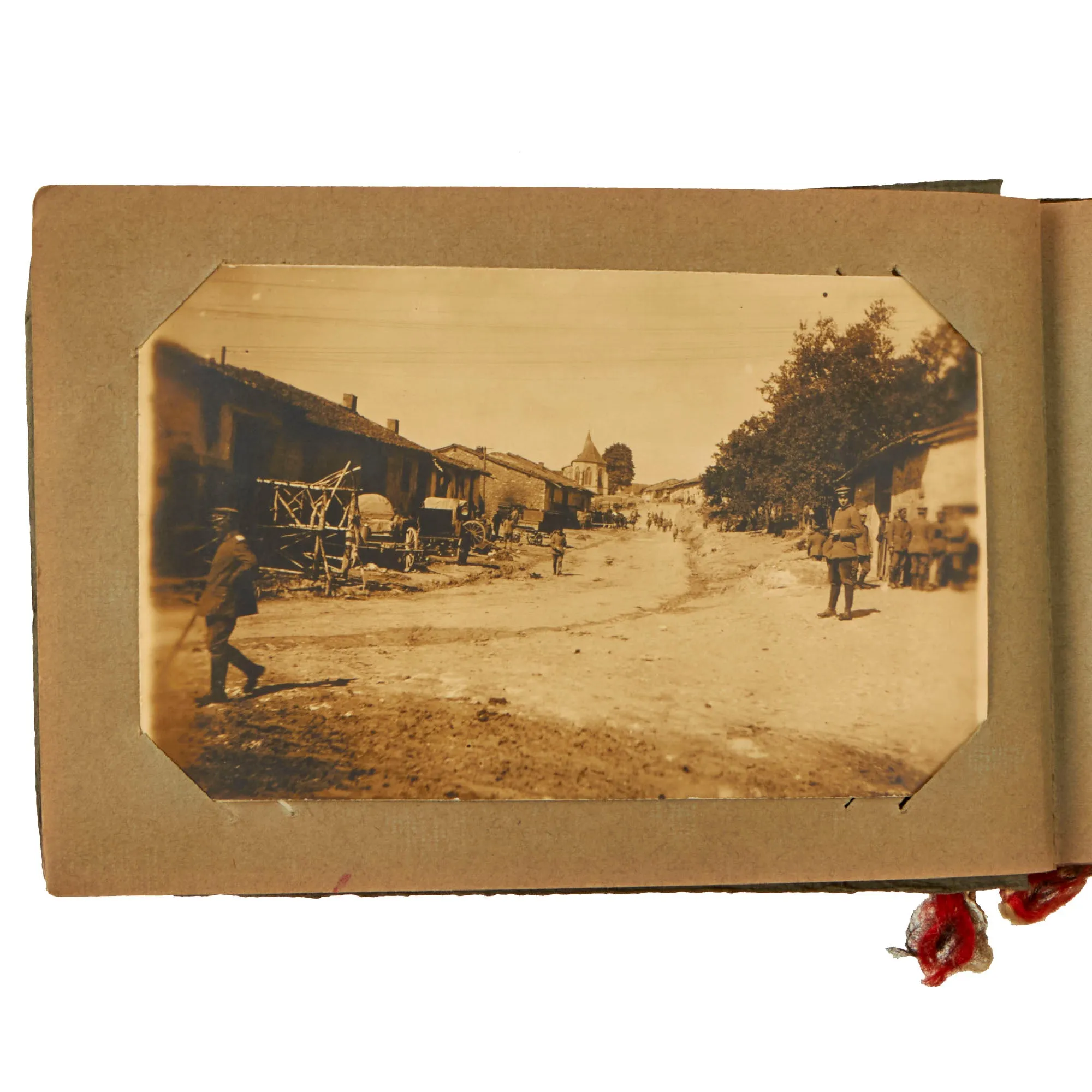Original Imperial German WWI Photo Album with Unexploded Bomb, Ruins, and Ossuary Skulls with Unit Photos - 44 Photos & Postcards Total