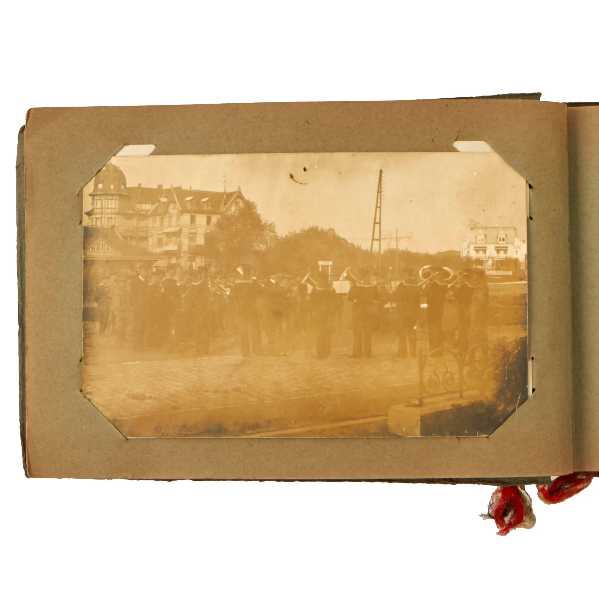 Original Imperial German WWI Photo Album with Unexploded Bomb, Ruins, and Ossuary Skulls with Unit Photos - 44 Photos & Postcards Total