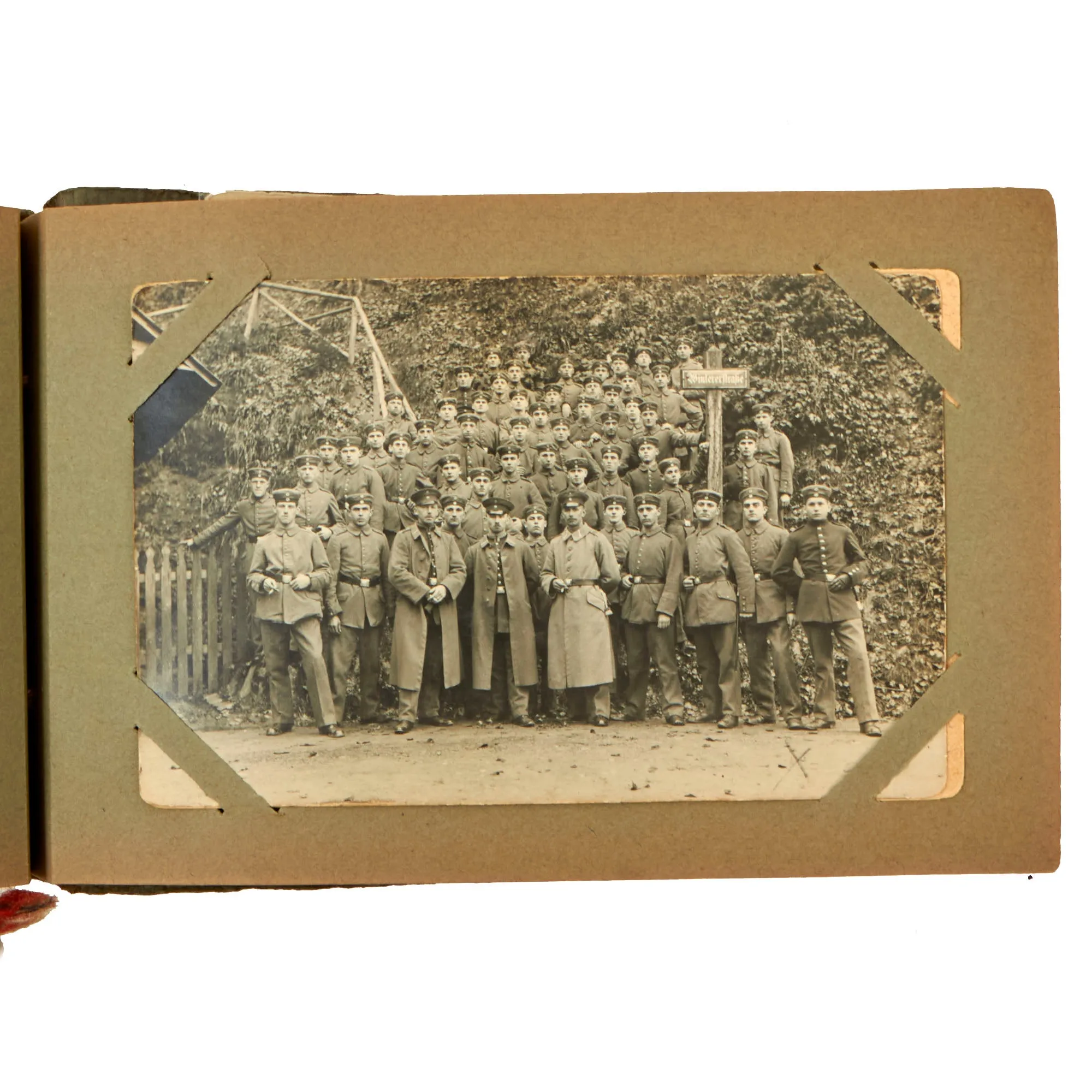 Original Imperial German WWI Photo Album with Unexploded Bomb, Ruins, and Ossuary Skulls with Unit Photos - 44 Photos & Postcards Total