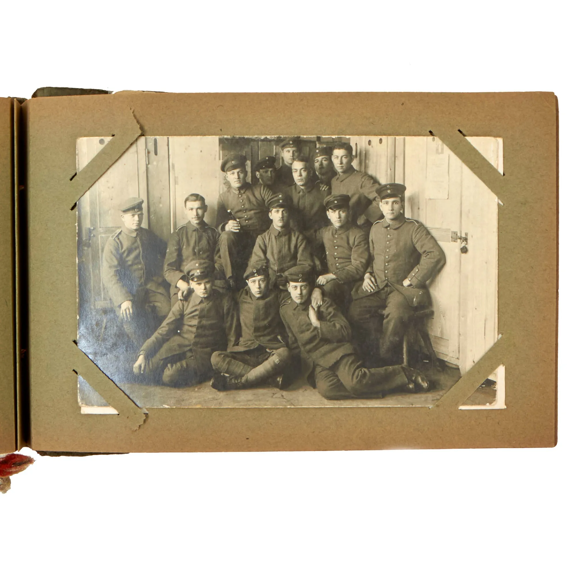 Original Imperial German WWI Photo Album with Unexploded Bomb, Ruins, and Ossuary Skulls with Unit Photos - 44 Photos & Postcards Total