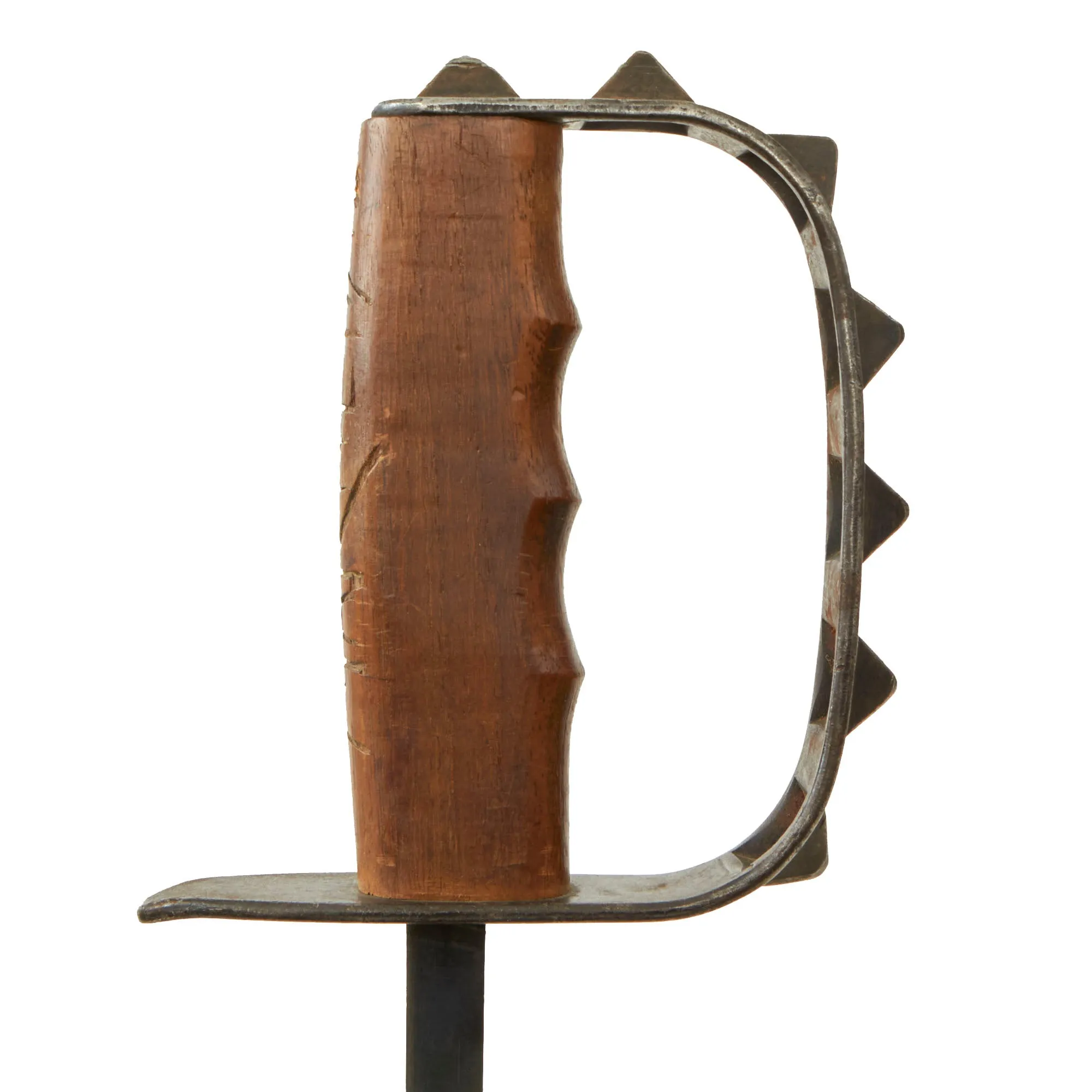 Original U.S. WWI Aisne-Marne Offensive Carved M1917 Knuckle Duster Trench Knife with Original Scabbard - Scarce