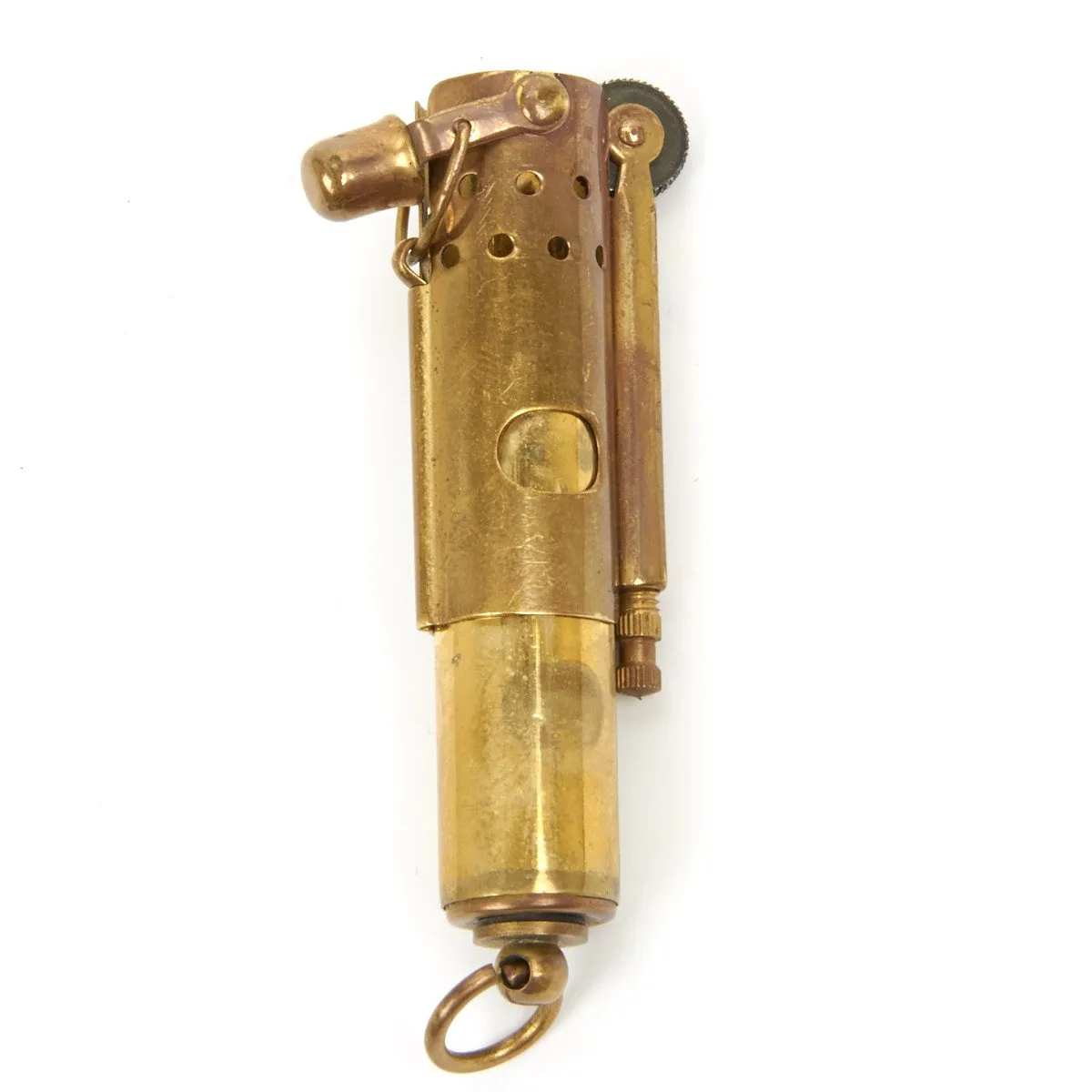 Original U.S. WWI All Brass Push Pull Tower Cigarette Lighter