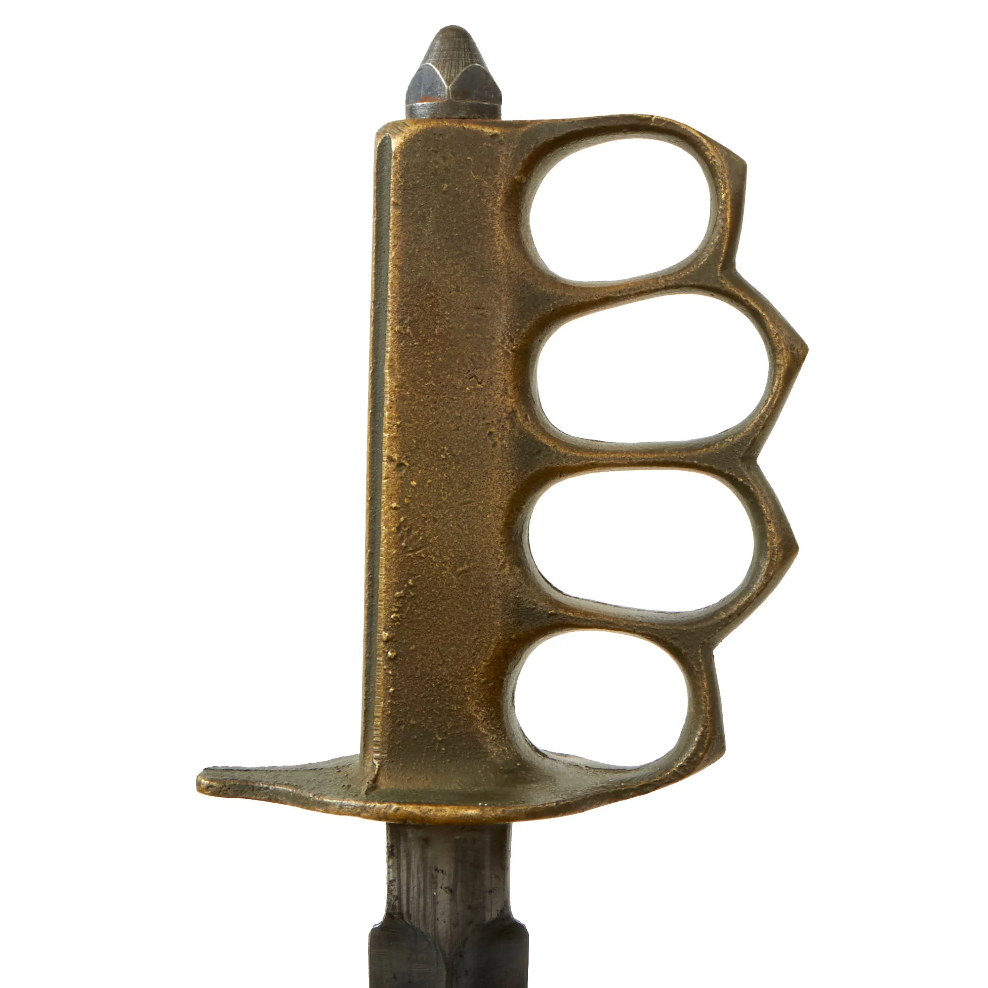 Original U.S. WWI Model 1918 French Made Mark I Trench Knife by AU LION with Correct Steel Scabbard